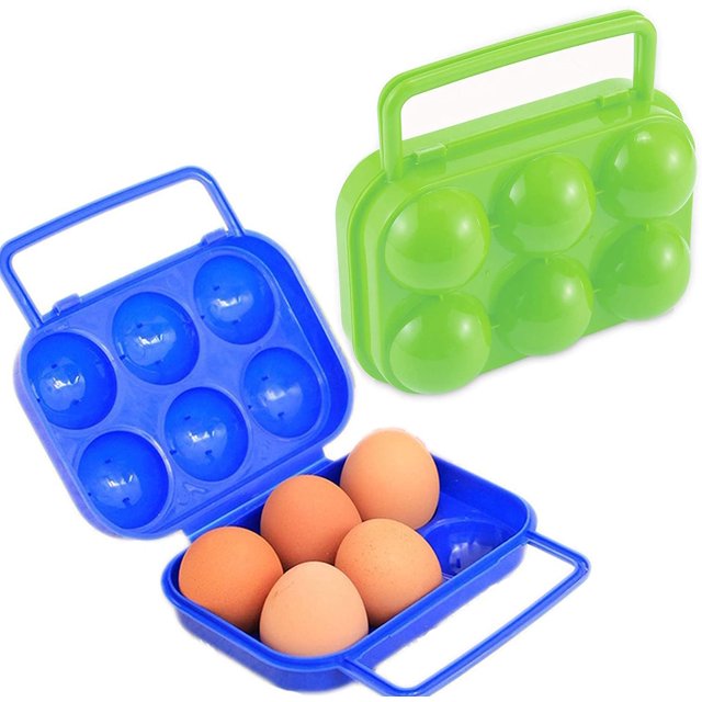 Contenedor de huevos de plástico Caja de huevos Caja de almacenamiento de plástico con asa Caja de huevos portátil Portador de huevos para picnic al aire libre Camping Senderismo 6 rejillas
