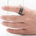 thumbnail image 2 of 8mm Black Tungsten Rings for Men Abalone Shell Wedding Band with Faceted Edges Starry Sky Ring, 2 of 6