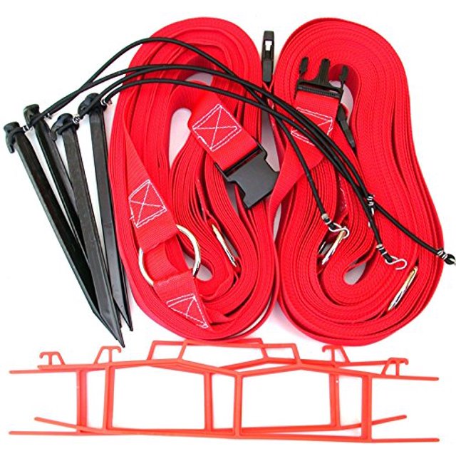 Home Court 2-Inch Non-Adjustable 8-Meter (26.3' x 52.6') Sand Court Line for Beach Volleyball Courts and Short Court for Traditional Volleyball Courts; - M819NAS (Red)