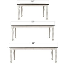 French Chic 7PC Extendable 60-96" Dining Table Set w 6 Chairs White/Brown Wood