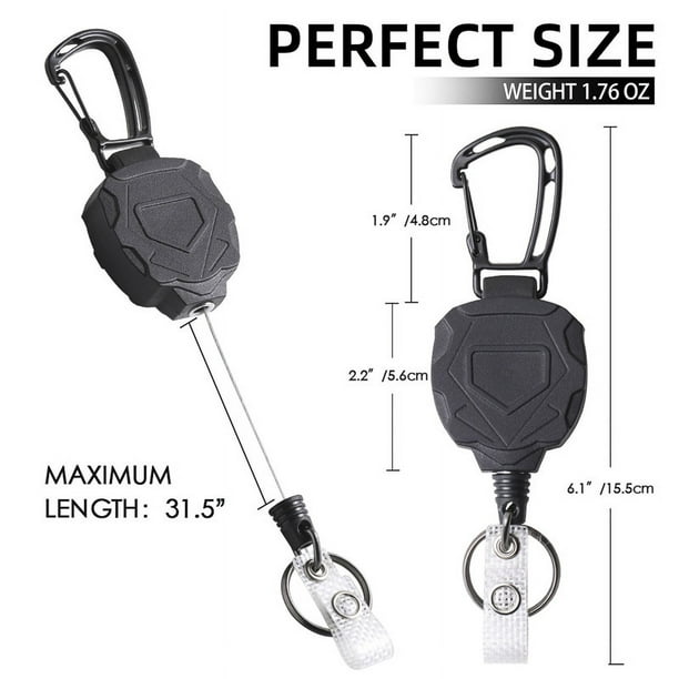 Junsice Retractable Keychain For Id Card Holder Heavy Duty Badge Reel Up To Thick Abs Housing With Spring Reel 1 Piece
