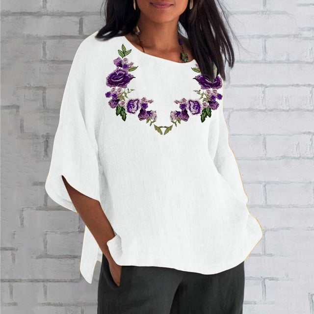 Fiudx Ofertas Del Día Blusa Holgada con Estampado de Manga 3/4 para Mujer, Estilo Informal, con Estampado de Alzheimers