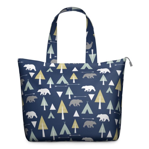 Sac de Voyage Ours Brun, Mignon Sac de Week-End Imprimé Ours Polaire, Motif Hiver Forêt Artistique Sac à Main Polyvalent pour Femmes