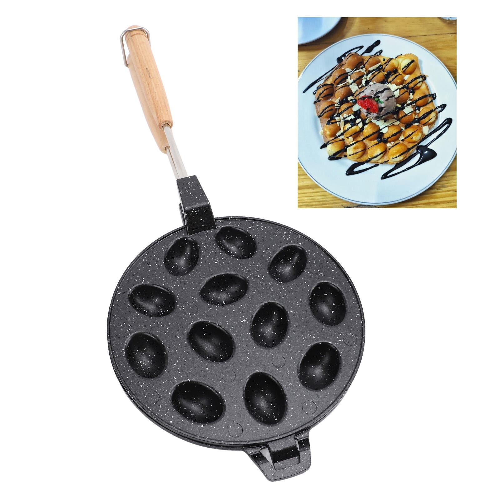 BIMZUC 12‑Hole Walnut Cookie & Egg Waffle Maker – Anti‑Stick Aluminum Alloy Oval Pan for Cakes, Pastries & Snacks – 6.3"x16.1"