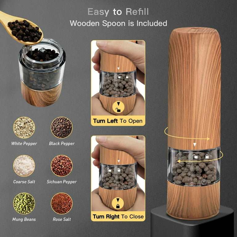 Rechargeable Electric Salt and Pepper Grinder Set - Stainless Steel, with  USB Ty