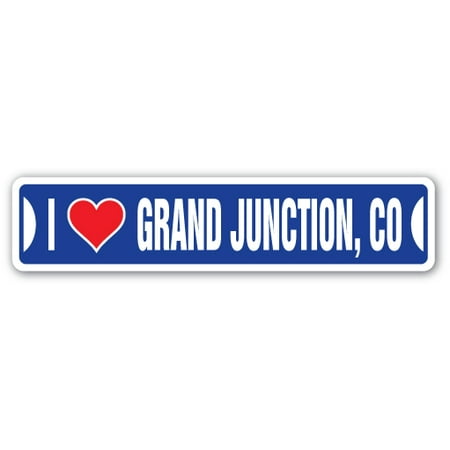 I LOVE GRAND JUNCTION, COLORADO Street Sign co city state us wall road décor gift
