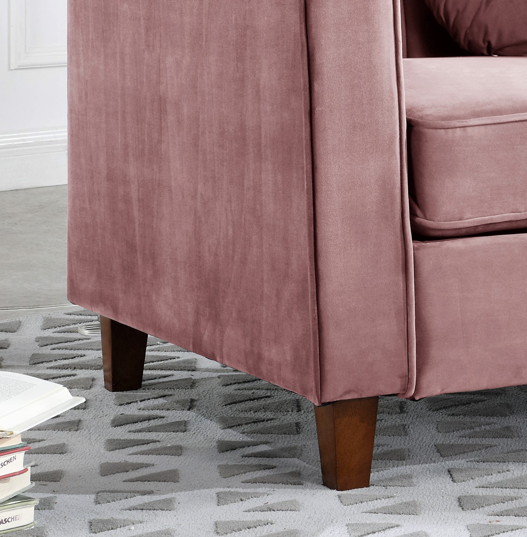 Uspridefurniture Arcola 80.7'' Velvet Rolled Arm Loveseat,Pink