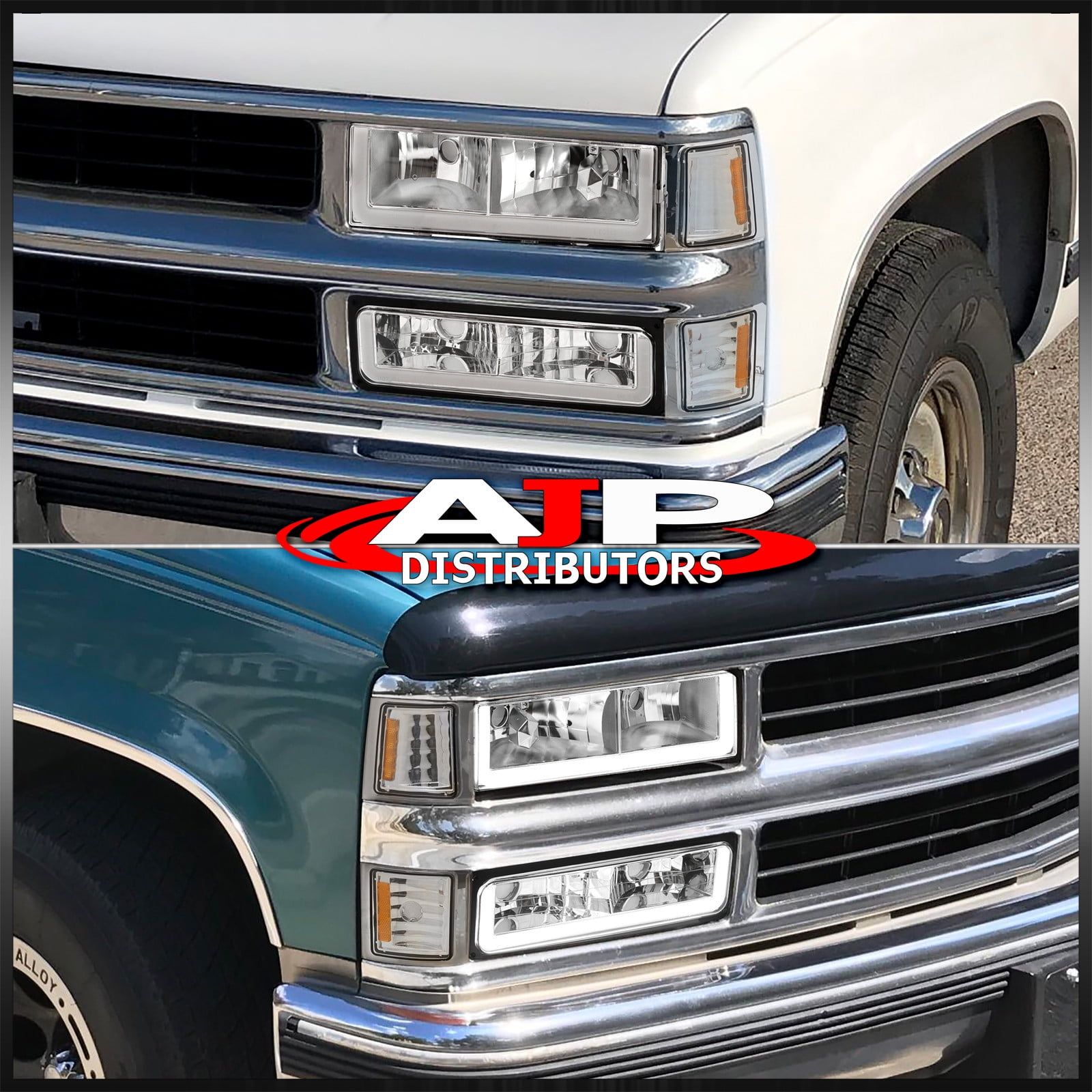AJP Distributors Upgrade Replacement Chrome Amber Signal Smoked Corner Lights Lamps LH & RH Assembly Pair Set For Chevrolet Chevy C10 C/K Suburban Tahoe Blazer 1994 1995 1996 1997 1998 94 95 96 97 98 