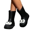 thumbnail image 5 of Womens and Girls 3D Cartoon Big Eyes Mid Calf Rain Boots Non Slip Waterproof PVC Wellies for Park Gardening Rainy Outdoor Black 28, 5 of 7