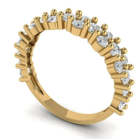 Clara Pucci 14K Yellow Solid Gold Custom Laser Engraved Women's Solid Gold Ring Statement Band With Round Cut 0.98TCW