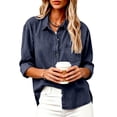 thumbnail image 7 of Luvrsol Button Down Shirt Women Denim Lapel Blouse Long Sleeve Jean Jacket Casual Loose Tops S-2XL, 7 of 7
