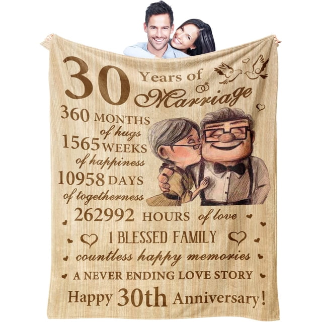 LHSHID 30th Anniversary Wedding Gifts for Couples 30th Anniversary Decorations 30 Anniversary Blanket Gifts for Husband Wife Best Romantic 30 Years of Marriage Anniversary Throw Blanket 30"x40"