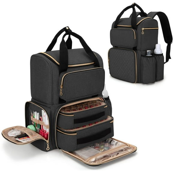 Mochila organizadora de esmaltes de uñas LUXJA con capacidad para 70 botellas, color negro