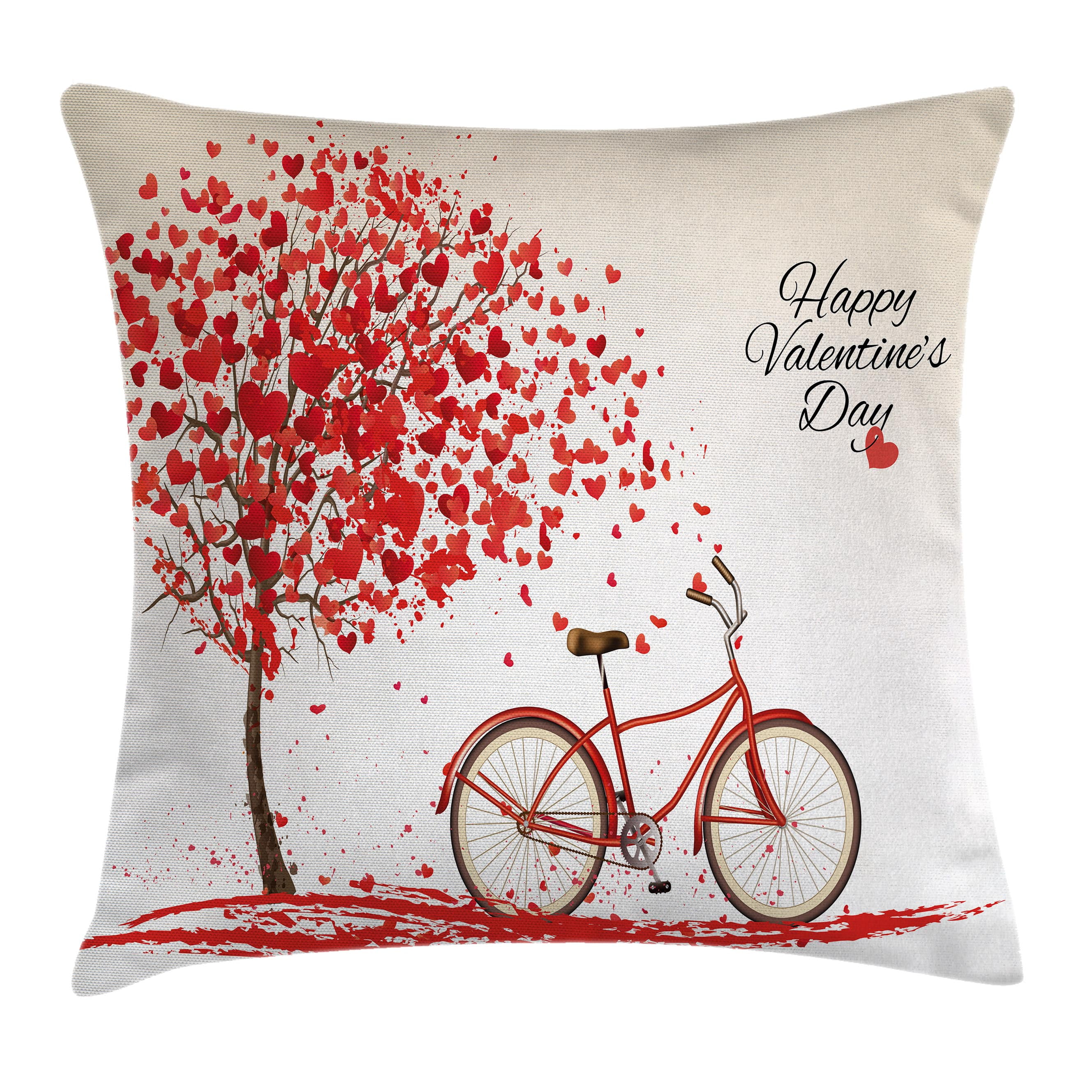 Valentines Day Throw Pillow Cushion Cover, Romantic Tree made of