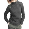 thumbnail image 1 of DYMADE Women Half High Collar Solid Color Twist Knit Sweater Raglan Sleeve Top, 1 of 4