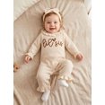 thumbnail image 4 of RUINIXCW Baby Girl Little Sister Outfit Newborn Baby Girl Hospital Coming Home Outfit Waffled Romper Infant Baby Girls Fall Winter Clothes Long Sleeve Jumpsuit Headband Set, 4 of 9