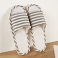 thumbnail image 1 of Fankiway Mode Couple Décontracté Lin Tête Ronde Rayée Tongs Confortables Chaussures de Maison Chaussons pour Femmes Liquidation Sandales d'Été pour Femmes, 1 of 4
