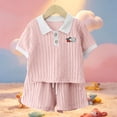 thumbnail image 4 of Juorvia Girls Summer Outfits 2pc Toddler Tween Sweatsuit Loose Fitted Collared T-Shirts Drawstring Waist Shorts(10-11 Years,Pink), 4 of 7