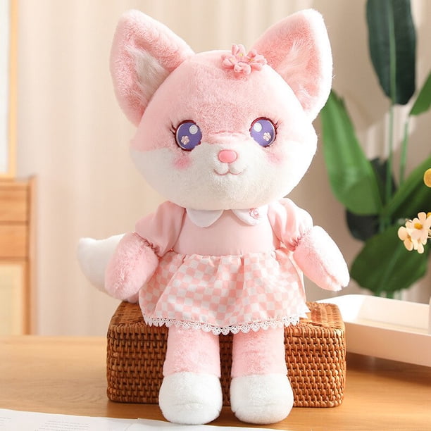 35/55/68cm Cartoon / Cute / Soft / Big Fox Plush Toy / Purple Pink Skirt Sitting Posture Fox Doll / Children's Birthday Giftpink35cm Deng Xun unisex