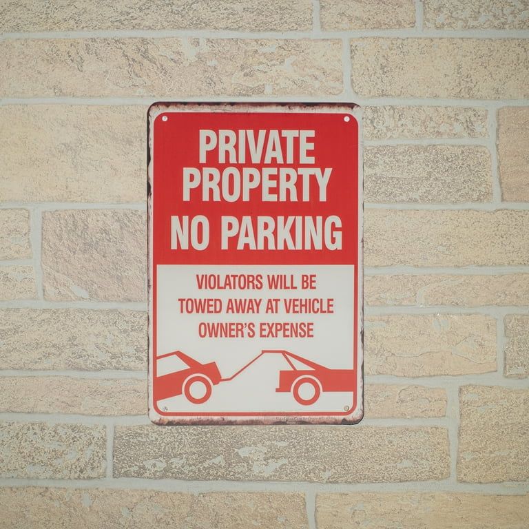 Red White Metal 8x12 Private Property No Parking Tow Zone Street Warning Sign Red White Metal 8x12 Private Property No Parking Tow Zone Street Warning Sign