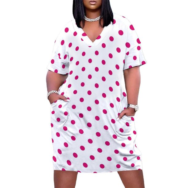 Vestido largo holgado de lunares en blanco para mujer ropa rosa Media oscuridad tendencia