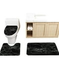 thumbnail image 6 of Bathroom 4pcs Black Gray Marble Shower Curtain with Bathroom Carpet Set, 6 of 12