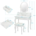 thumbnail image 4 of Ktaxon Vanity Jewelry Wooden Makeup Dressing Table Set W/Stool Mirror Cabinet &4 Drawer, 4 of 8