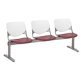 thumbnail image 2 of KFI Studios KOOL 3 Seat Reception Bench, White Back, Burgundy Seat, 2 of 2