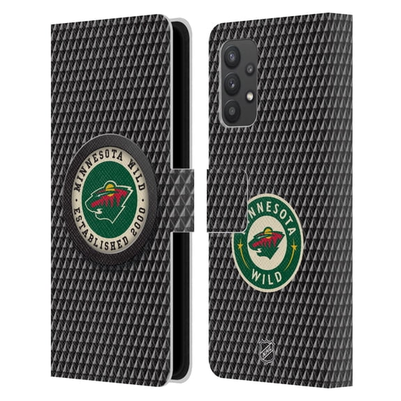 Head Case Designs Officially Licensed NHL Minnesota Wild Puck Texture Leather Book Wallet Case Cover Compatible with Samsung Galaxy A32 5G / M32 5G (2021)