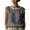 Grey, variant on Women's Cotton Linen Sleeveless Shirt Lace Patchwork Casual Top