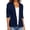 Dark Blue -BN14, variant on Linen Blazer Women Cotton 3/4 Ruched Sleeve Notch Lapel Single Button Jacket Business Office Outerwear with Pockets Black S