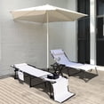 thumbnail image 5 of VEIKOUS Outdoor Lounger, 5-Position Adjustable Patio Lounge Chair with Face Hole, Pillow, Pocket, Cream White, 5 of 10