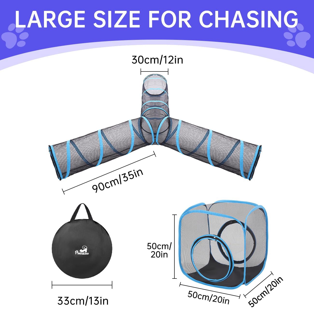 Outdoor Cat Enclosures For Cats Indoor  Patio Portable Mesh Tunnel Playhouse With Free Carry Bag Multiple And Small Animals Blue + Black