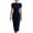 *Blue, variant on ClodeEU Women's Boat Neck Short Sleeve Side Ruched Waist Midi Bodycon Pencil Dress,Elegant Office Wedding Guest Sheath Dress Beige,Women's Plus L