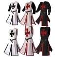 thumbnail image 2 of Túnica de cosplay medieval de talla grande para hombre, sobretodo de caballero templario, cruzado, manga larga, camisetas cortas, disfraz de recreación, 2 of 5