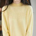 thumbnail image 4 of HongQid Chandails Femme Automne Hiver Chaud Doux Tricoté Ample Chandail Col Roulé Manches Longues, 4 of 5