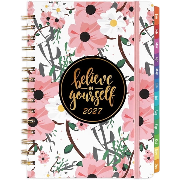2027 Planner - Weekly & Monthly Planner 2027 with Tabs, 6.4" x 8.5", Jan 2027 - Dec 2027, Hardcover, Binding, Thick Paper, Pocket, Elastic Closure, Inspirational Quotes
