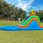 Relunch 23FT Commercial Double Water Slide for Adults Kids ,100% PVC Inflatable Water Slides with Blower, Giant Blow up Water Slides for Backyard Outdoor, 23L x 11W x 12.5H