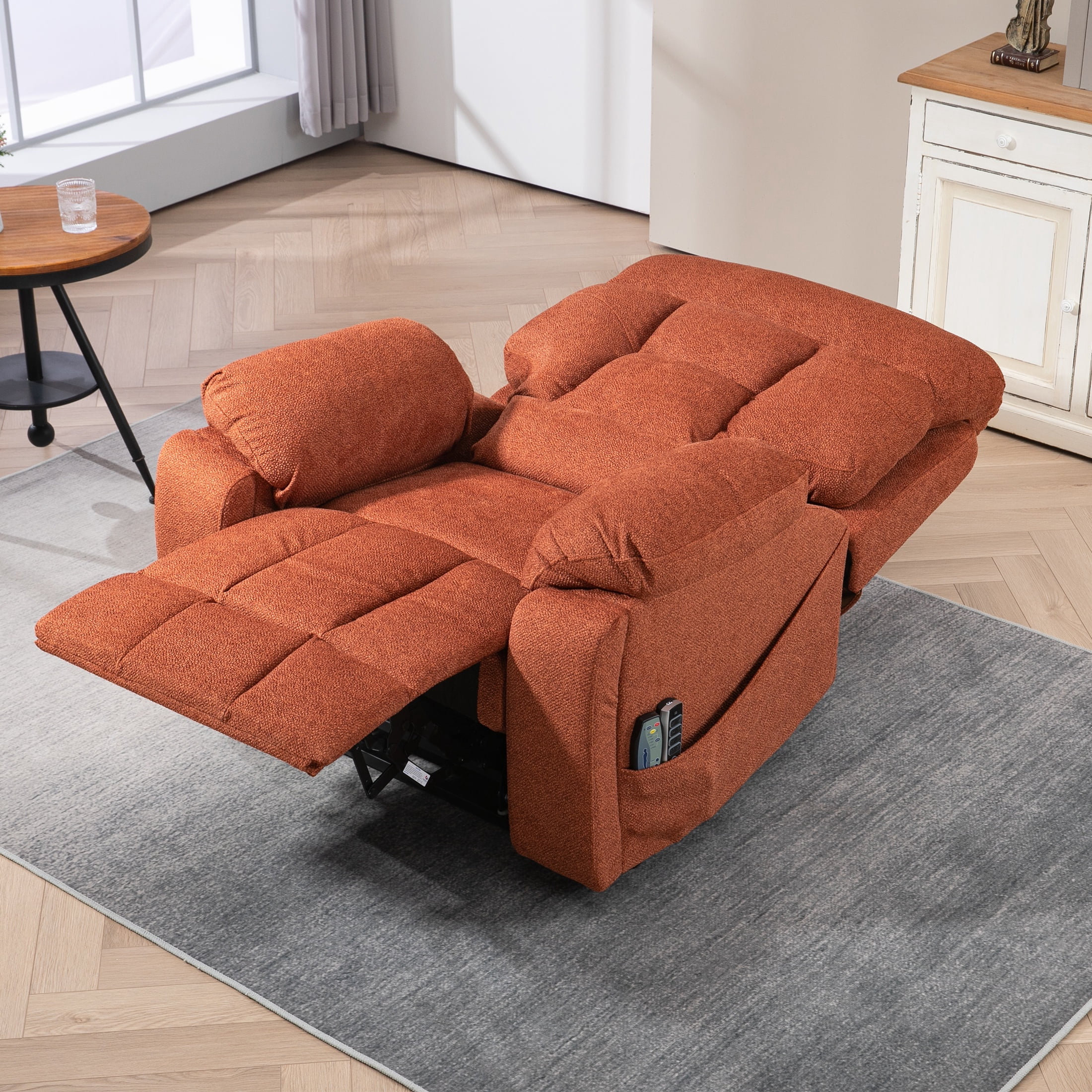 SYNGAR Power Lift Recliner Chair for the Elderly, Oversized Recliner with Massage and Heat, 2 Hidden Cup Holders, Side Pockets, 26" Width of Seat, 4 Motor, Reclining Chair, Rose