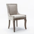 thumbnail image 3 of TRIPLE TREE 2-Piece Fabric Upholstered Chairs, Retro Dining Chairs with Rivets Trim and Neutrally Toned Solid Wood Legs, Mid-back Chairs with Padded Seat for Living Room, Beige, 3 of 8