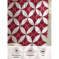 thumbnail image 6 of Sheer Curtains 45 Inch Length 2 Panels Set for Kitchen, Red Geometric Semi Sheer Curtains for Windows, Vintage Rhombus Circle Texture Voile Window Treatments Rod Pocket Curtain, 6 of 7
