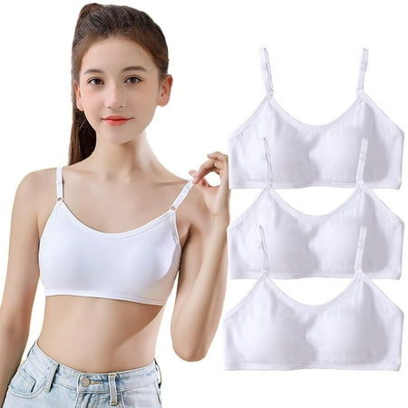 3 Pack Girls Padded Training Bras Cotton Bras Wireless Light Sports Bra Girls Bras Fit for 10-16 Years Teen