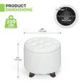 thumbnail image 2 of Magshion Storage Ottoman with Padded Seat, Modern PU Leather Footrest, Round Seat stool for Living Room Bedroom , White, 2 of 8