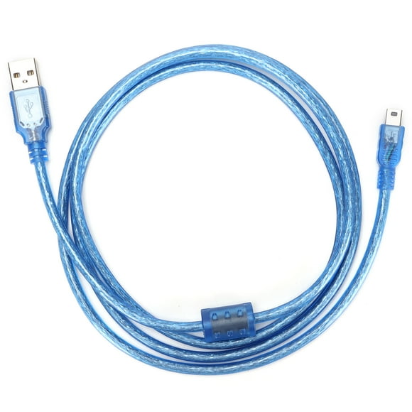 Mini USB Cable,USB to MINI5P T‑Port Transparent Blue Charging Cable US Charger Cable Best in its Class