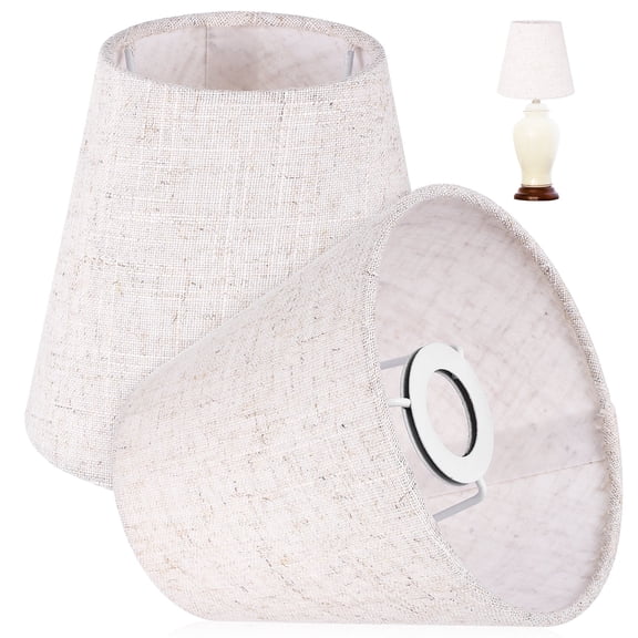 LQCrafK Set of 2 Grey Linen Drum Lamp Shades for Table Lamps - Spider Fitter