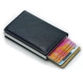 thumbnail image 3 of RFID-Safe leather jacket card holder slides forward 8 cards mo sed Dark brown, 3 of 5