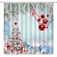 thumbnail image 5 of Christmas Shower Curtain Tree Xmas Ball Snowflake Twigs Pine Tree Branch Winter Holiday Red Blue White Festival Teens Bathroom Home Curtain with Hooks,70" Wx70 H, 5 of 6