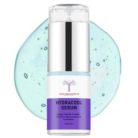 Nova Derm Institute Hydrating Hyaluronic Acid Serum with 20% HA for Dry & Sensitive skin Types, Copper Peptides for Anti Aging, Non Comedogenic 1 fl oz