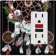 thumbnail image 1 of Metal Light Switch Plate Cover Beaded Feather Dreamcatcher Black DRM007, 1 of 13