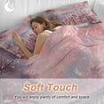 thumbnail image 4 of Christmas Comforter Set Full Size, Winter Snow Scene Dreamy Pink Snowing Town Soft Bedding Set for Man Woman, 4 Pieces Duvet Cover Set with Fitted Sheet, 2 Pillowcases, 4 of 9